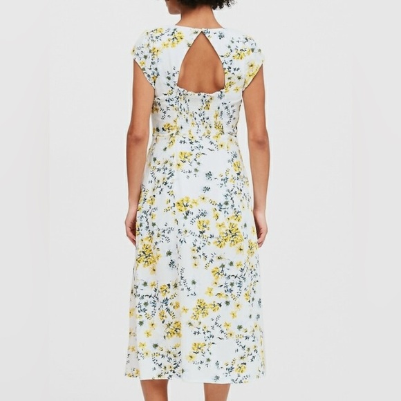 🛍️Host Pick🎊 Banana Republic ECOVERO™ Midi Dress Navy Ikat Size 2 - Picture 2 of 5